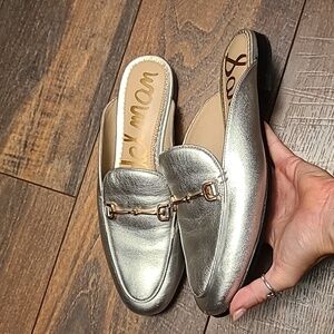 Silver/Metallic Sam Edelman Linnie Bit Loafer Mule, 5.5